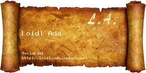 Loidl Ada névjegykártya